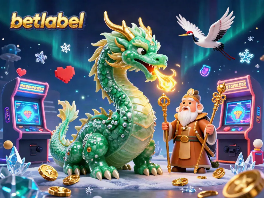 Experience the thrill of betlabel with a vibrant 3D illustration of dragons and gaming elements.