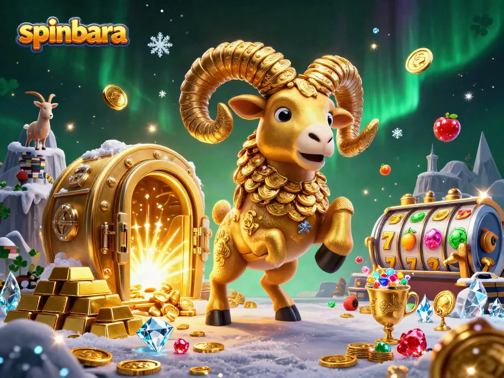 Spinbara brings excitement to slots with a 3D golden ram charging through a treasure vault.