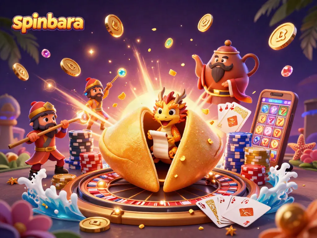 Experience winning moments at Spinbara Casino with dynamic gaming elements and colorful characters.